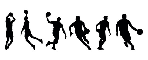 Vector set of Basketball players silhouettes, Basketball silhouettes