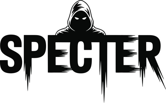 Specter logo featuring a hooded figure peering over the text with a distressed, brushstroke effect