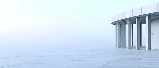 Fototapeta premium Empty Modern Concrete Structure Under Light Fog