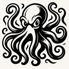 Angry Octopus Illustration