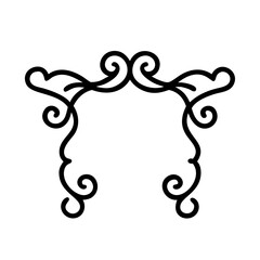 Ornate black symmetrical corner vignette with decorative swirls, icon, vector   
