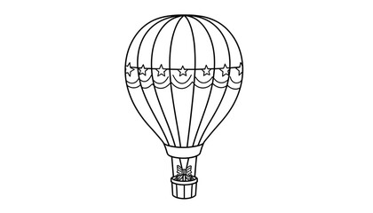 Obraz premium Hot air balloon outline for children's coloring activity 