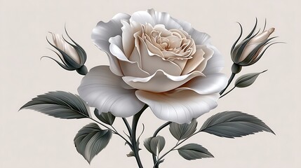 Hand drawn rose blossom with artistic details and realistic petals picture