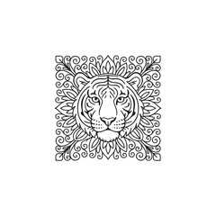 Tiger Head Line art Vector Illustrations
