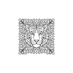 Tiger Head Line art Vector Illustrations