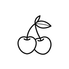 cherry fruit line art vector on white background.