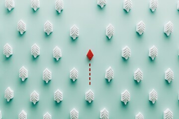 Red diamond amidst a sea of white trees