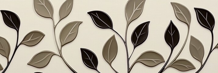 Delicate leaf design in muted tones of brown and beige