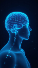 Obraz premium Brain Anatomy: Exploring the Human Mind in Vivid Blue