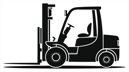 Simple black vector silhouette of a forklift truck./This is a clean, professional silhouette of a forklift truck, perfect for use in presentations, infographics, or any design needing a simple, impact