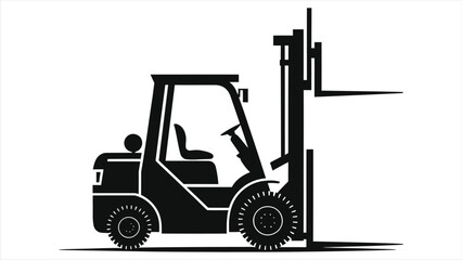 Vector  Silhouette of a Forklift Truck/This clean, professional vector graphic shows a forklift truck in silhouette against a white background.
