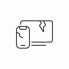 broken screen devices icon sign vector