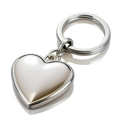 Silver Heart Keychain A Polished Metal Charm isolated on transparent baackground