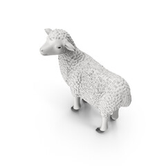 White Sheep Figurine Isolated on Transparent Background