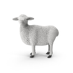 White Sheep Figurine Isolated on Transparent Background