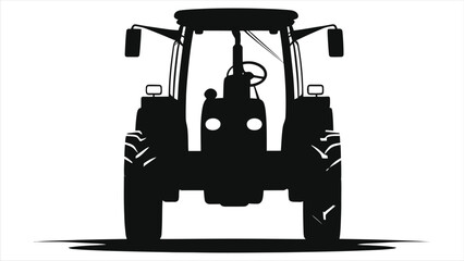 Simple black vector silhouette of a farm tractor./This is a clean, minimalist silhouette of a farm tractor, perfect for showcasing agricultural equipment or related themes.