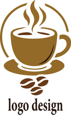 Hot coffee cup with beans