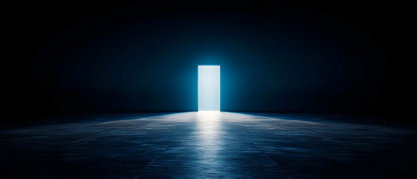 Dark Room Entrance With Open Door And Light