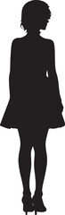 Female Standing Pose Silhouette - Elegant Girl in Skirt
