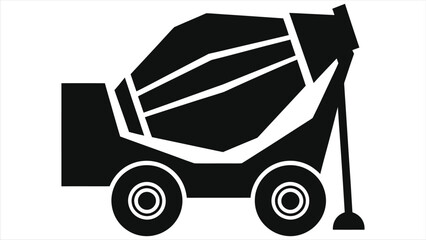 ( Cement Mixers)Simple black and white silhouette illustration of a concrete mixer./This is a clean, vector graphic of a concrete mixer.