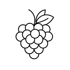 Simple Grapes line art Clean Vector Icon Design.