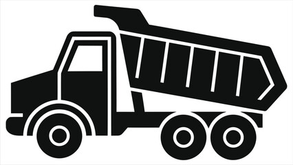 Simple black vector silhouette  of a dump truck./This is a simple, black and white vector of a dump truck.