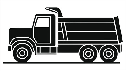 Vector Illustration of a Dump Truck/Simple, black and white vector graphic of a dump truck.