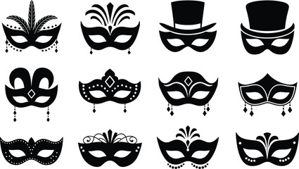 Mardi Gras carnival mask collection, creative Design vector illustration  © Tamim khan geox