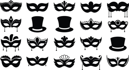 Mardi Gras carnival mask collection, creative Design vector illustration  © Tamimkhangeox