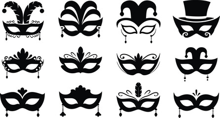 Mardi Gras carnival mask collection, creative Design vector illustration  © Tamimkhangeox