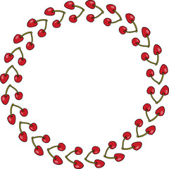 round frames with yummy red cherries on white background.eps