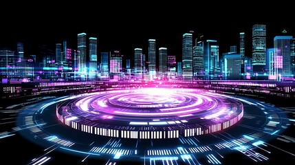 Futuristic city digital platform