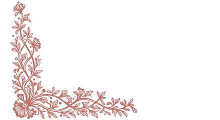 Vintage floral corner ornament in rose gold with blooming vines
