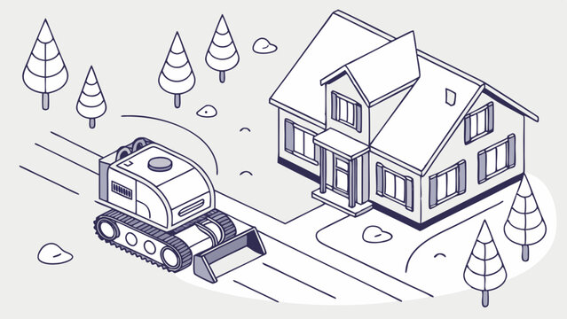 isometric house and excavator construction scene clip art preview