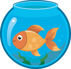 Gold fish swimming fishbowl vector art illustration file 1