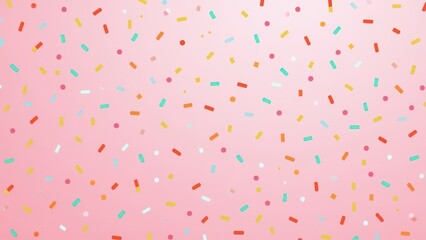 trendy pattern of colorful sprinkles for background of design banner, poster, flyer, card, postcard, cover, brochure over pink