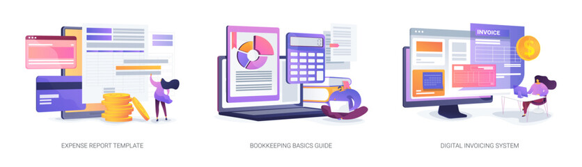 Business Expense, Billing Solutions abstract concept vector illustrations.