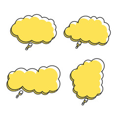 Cartoon think empty simple retro comic style speech cloud bubbles set. Hand drawn pop art, vintage speech clouds, thinking bubbles, and conversation text elements. Vector illustration
