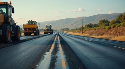Civil engineers managing the construction of a new highway, ensuring proper grading and drainage, road construction.