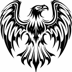 Tribal eagle vector illustration soaring bird design for tattoo art and graphic design projects isolated on white