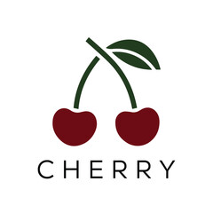 Minimal Cherry Logo Design &ndash; Vector Silhouette Style for Fresh Modern Branding
