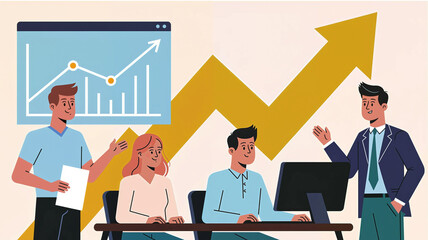 Productive Business Team Showing Growth ai generated images ai generative watercolor illustration 
