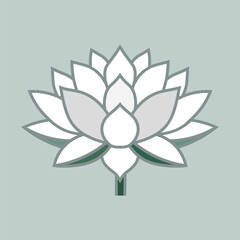 Minimalist White Lotus Flower Illustration – Elegant Floral Line Art Design