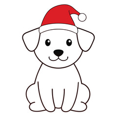 Cute cartoon puppy wearing santa hat celebrating christmas and the holiday season