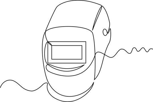 one line art Welding Mask vector illustration. line art, one continuous line, simple, hand drawn and sketch style. for icons, symbols, signs or logos. PNG