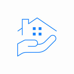 hand holding house icon sign vector