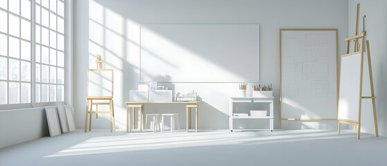 Bright White Artist Studio With Large Windows