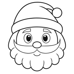 Vector illustration of a cheerful outline santa claus face perfect for holiday designs