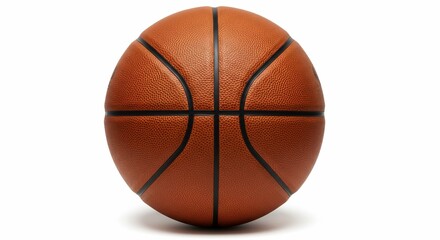 Fototapeta premium Basketball ball game sport equipment brown leather texture lines isolated on white background studio shot