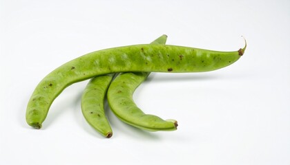 Lablabs on Isolated White Background – Tropical Legume Pods with Curved Shape and Green Color Under Studio Lighting